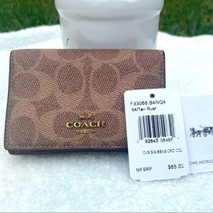 Coach Business Card Case in Signature Canvas